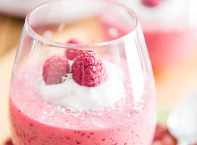 Whether you choose to enjoy it for breakfast or dessert, this Raspberry Chia Seed Pudding will no doubt become a favorite. Super quick and easy to make, it requires only a handful of ingredients; just whizz everything together and simply let it sit while you