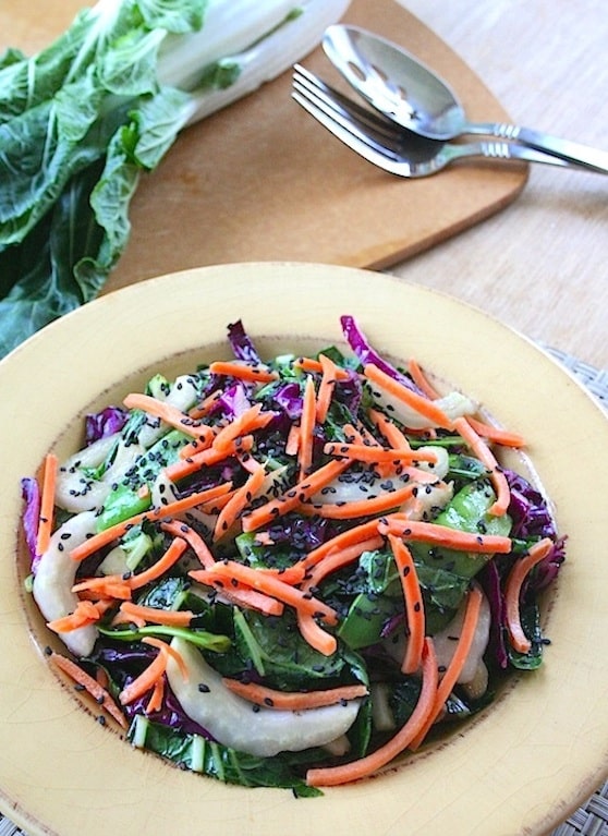 Salade de Bok Choy aux pois mange-tout