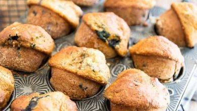 Photo of Muffins aux bananes et aux bleuets •