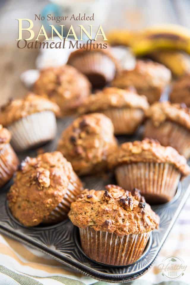 Muffins à l'avoine et aux bananes |  thehealthyfoodie.com