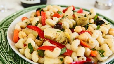 Photo of Salade de pâtes aux pois chiches et coeurs d’artichaut