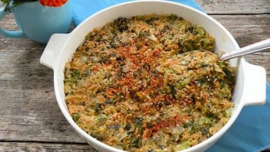Photo of Casserole de riz végétalien au cheddar et au brocoli