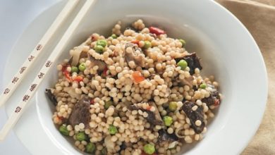 Photo of Couscous aux champignons à l’ail et aux pois verts