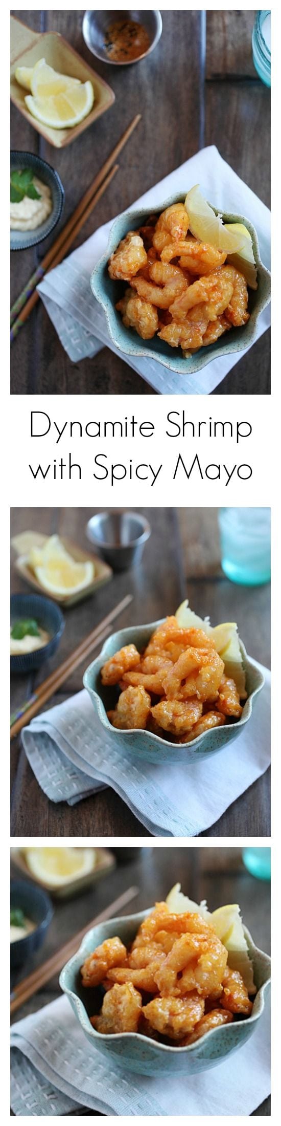 Dynamite Shrimp, crevettes croustillantes enrobées d'une riche mayonnaise crémeuse à la Sriracha, tout comme votre restaurant japonais préféré.  Super délicieux mais très facile à préparer à la maison |  rasamalaysia.com