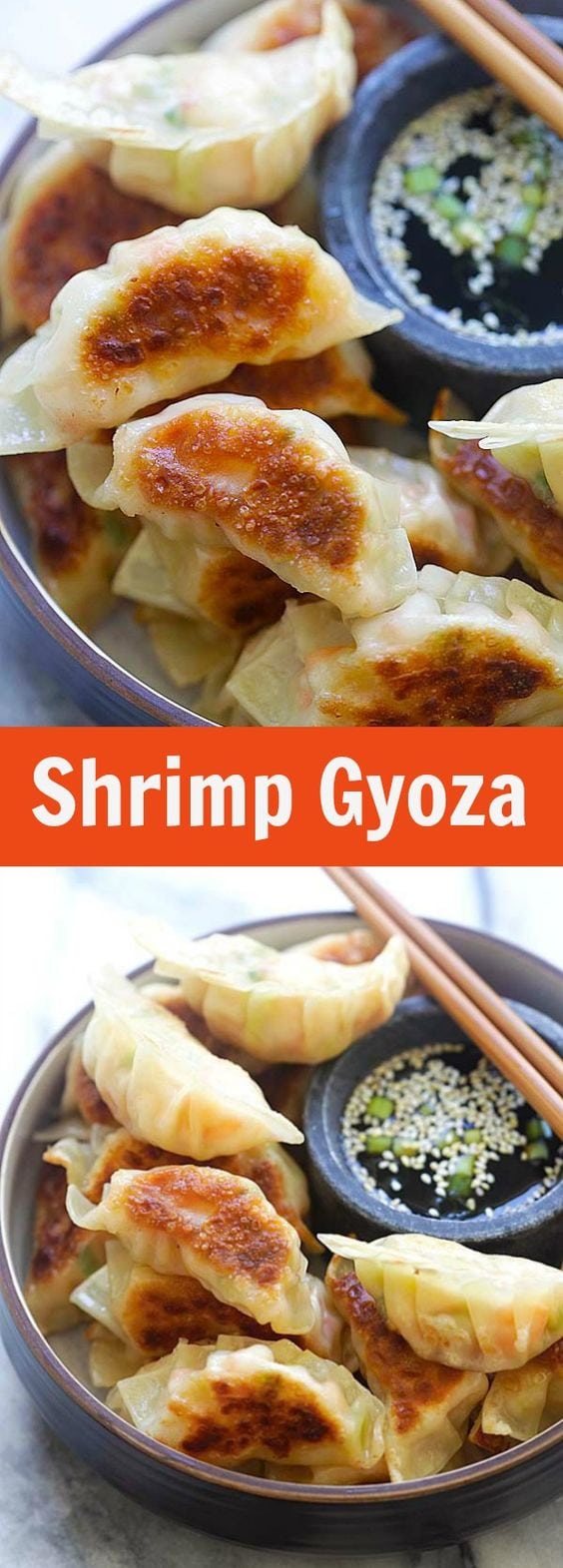 Shrimp Gyoza - étonnantes boulettes de gyoza japonaises remplies de crevettes et de chou.  Croustillant, juteux et si facile à préparer à la maison.  |  rasamalaysia.com
