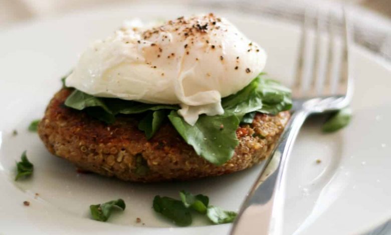 Quinoa Cakes and Poached Egg