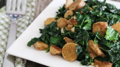 Photo of Garlicky Greens au Seitan et Saucisse de Soja