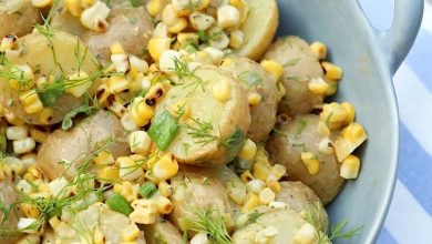 Photo of Salade de pommes de terre et de maïs grillé à l’aneth frais