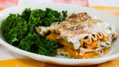 Photo of Lasagne aux patates douces rôties et aux champignons