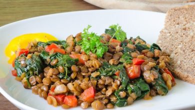 Photo of Lentilles aux épinards et tomates séchées au soleil