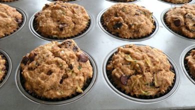 Photo of Muffins végétaliens aux courgettes et aux raisins secs