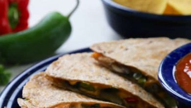 Photo of Quesadillas végétaliennes aux champignons et poivrons