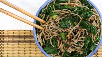 Photo of Nouilles soba froides au sésame et au gingembre et légumes verts