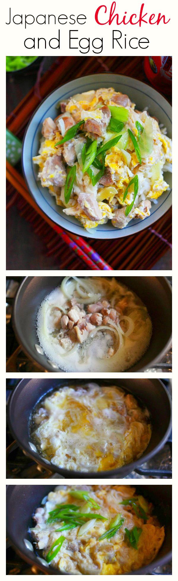 Riz japonais au poulet et aux œufs en une seule casserole - sain, délicieux, super facile et ne prend que 15 minutes de la préparation à la table à manger |  rasamalaysia.com