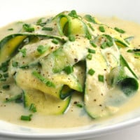 Pappardelle de courgettes à la crème de maïs