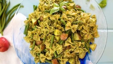 Photo of Pâtes au pesto, pommes de terre et haricots verts