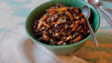 Photo of Pilaf de quinoa rouge aux champignons porcini