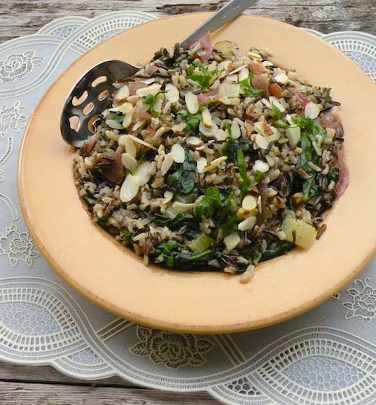 Riz pilaf sauvage aux épinards et amandes