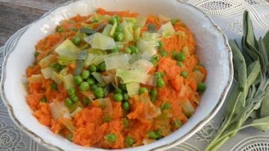 Photo of Purée de patates douces aux poireaux et petits pois