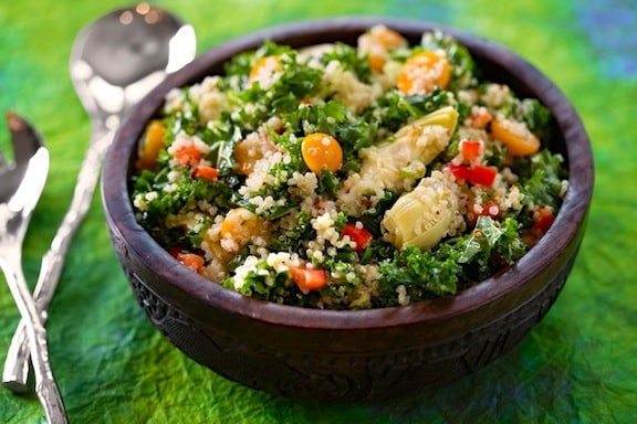 Recette de salade de quinoa, chou frisé et artichaut