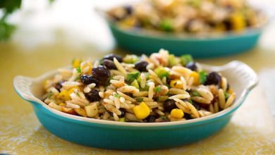 Photo of Salade de salsa aux orzo et aux haricots noirs