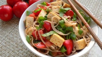 Photo of Nouilles soba au tofu, tomates et basilic
