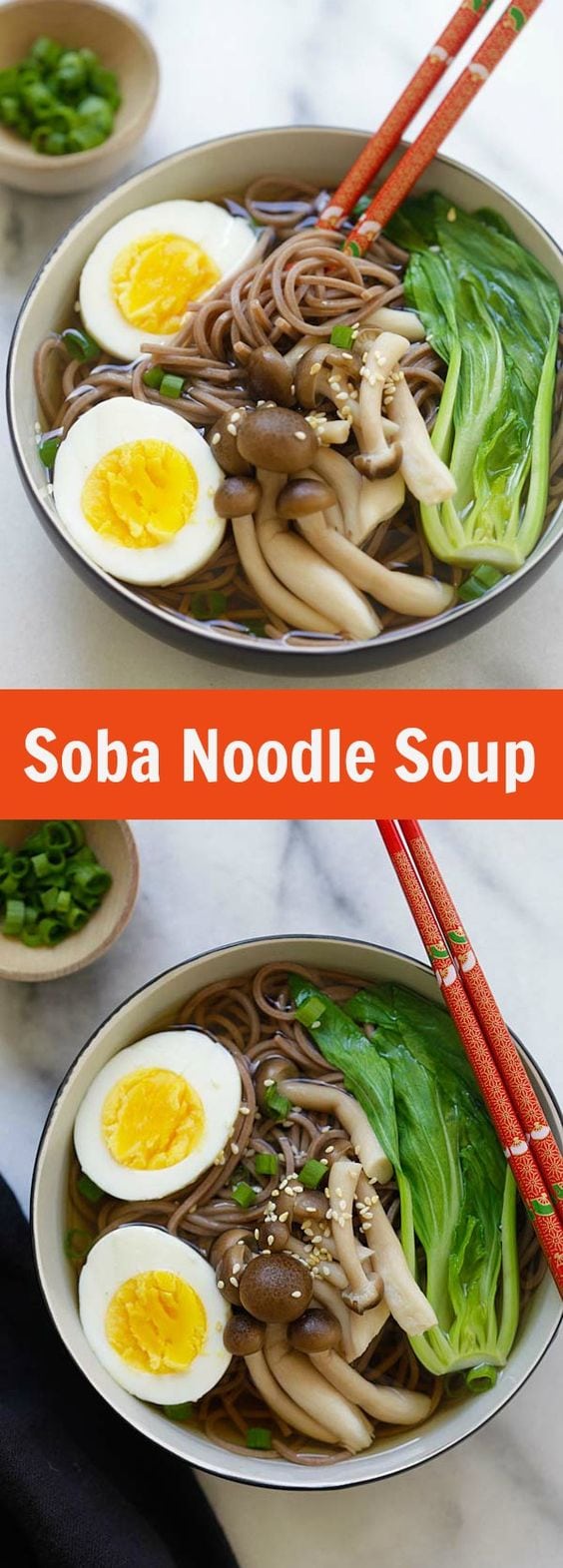 Soba Noodle Soup - la soupe de nouilles soba japonaise la plus simple et la plus rapide jamais conçue.  Prend 15 minutes et la qualité du restaurant, si délicieux |  rasamalaysia.com