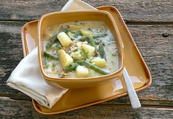 Recette de soupe froide de pommes de terre, haricots verts et quinoa