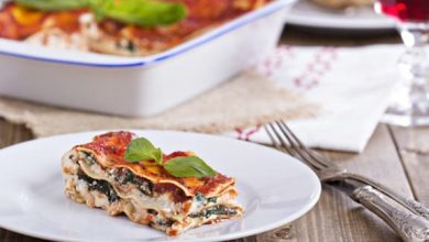 Photo of Lasagne végétalienne aux épinards et aux champignons
