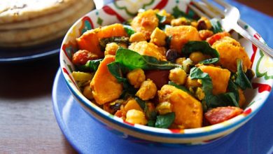 Photo of Patates douces au curry avec blettes et pois chiches