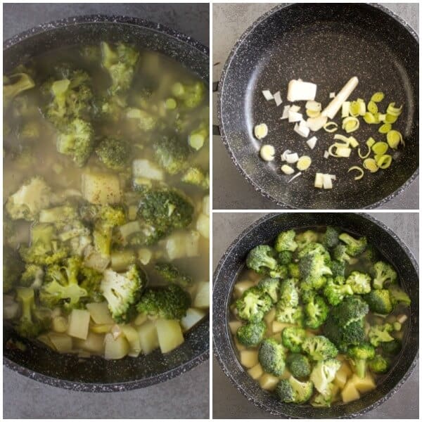 La soupe crémeuse aux trois légumes et au brocoli est une soupe à la crème maison rapide et facile, sans lait ni crème.  Une soupe végétarienne légère.